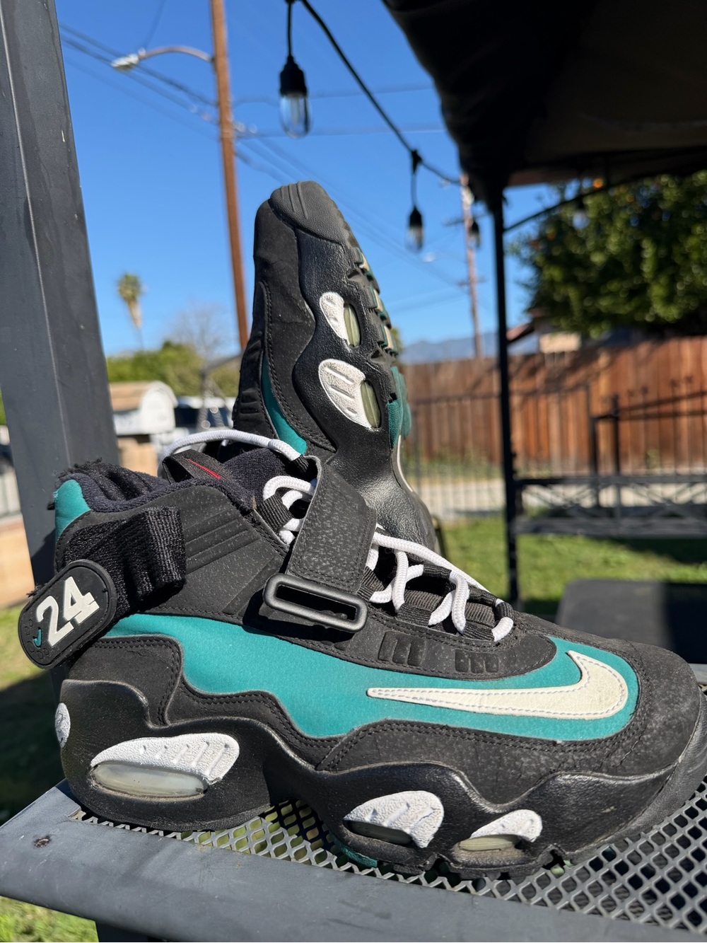 Nike Teal and Black Basketball Sneakers with White Swoosh